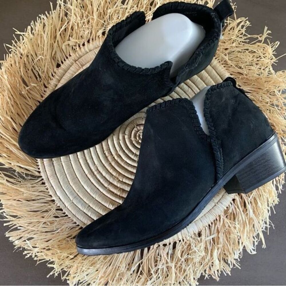 JACK ROGERS Women's Layla Black Suede Heeled Ankle Boots Size 11 - Picture 1 of 16